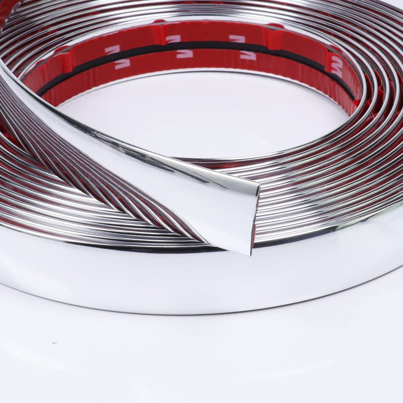 SBWLKJ 3/4"(20mm) Automotive Chrome Side Moldings 25FT Universal Car Side Moldings(Self-Adhesive) UV-Protected Scratch-Proof for All Vehicles Body Door Window Bumper - Image 1